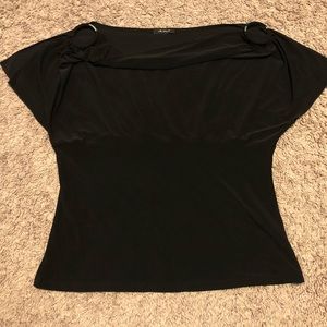 Black stretchy blouse with metal ring shoulders